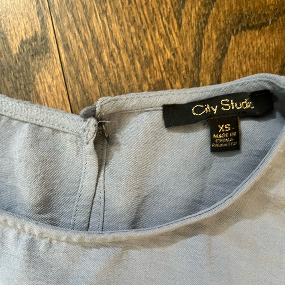 City Studio Light Blue Ruffle Blouse - Picture 2 of 3